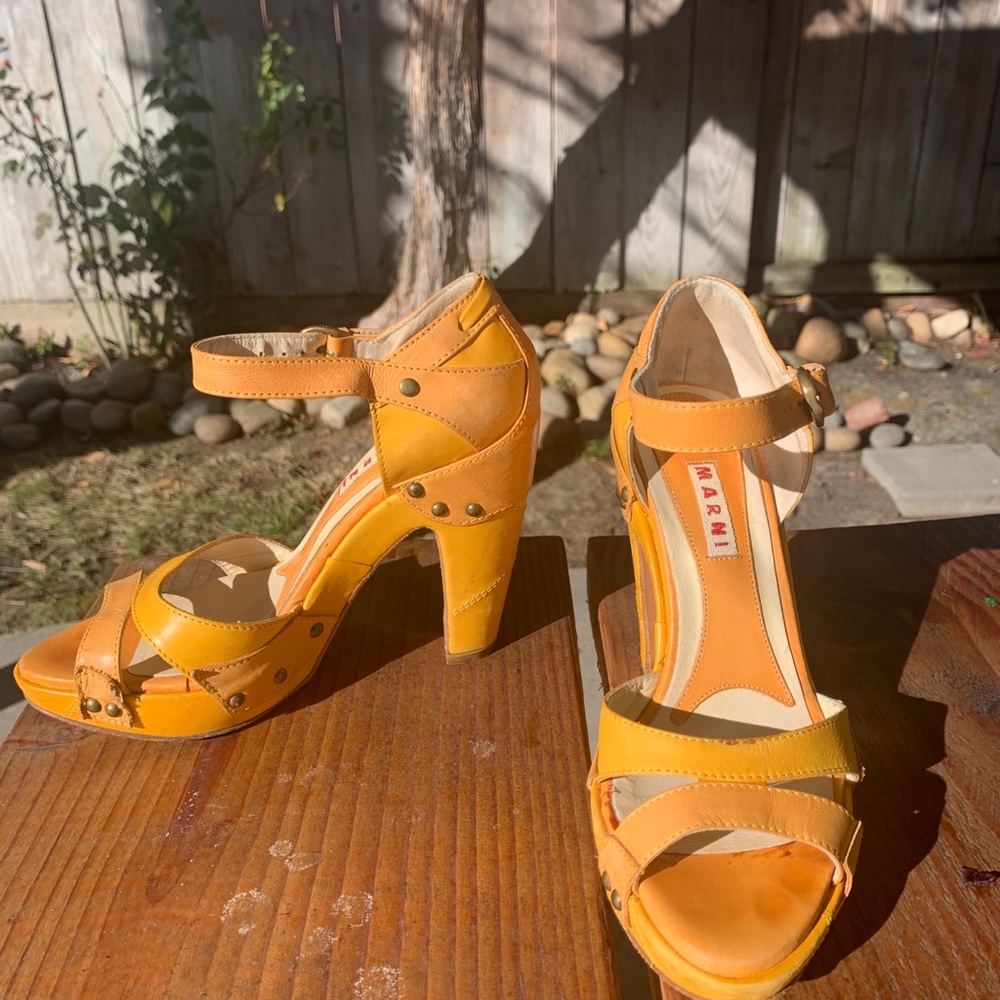 Marni Yellow Leather Sandals